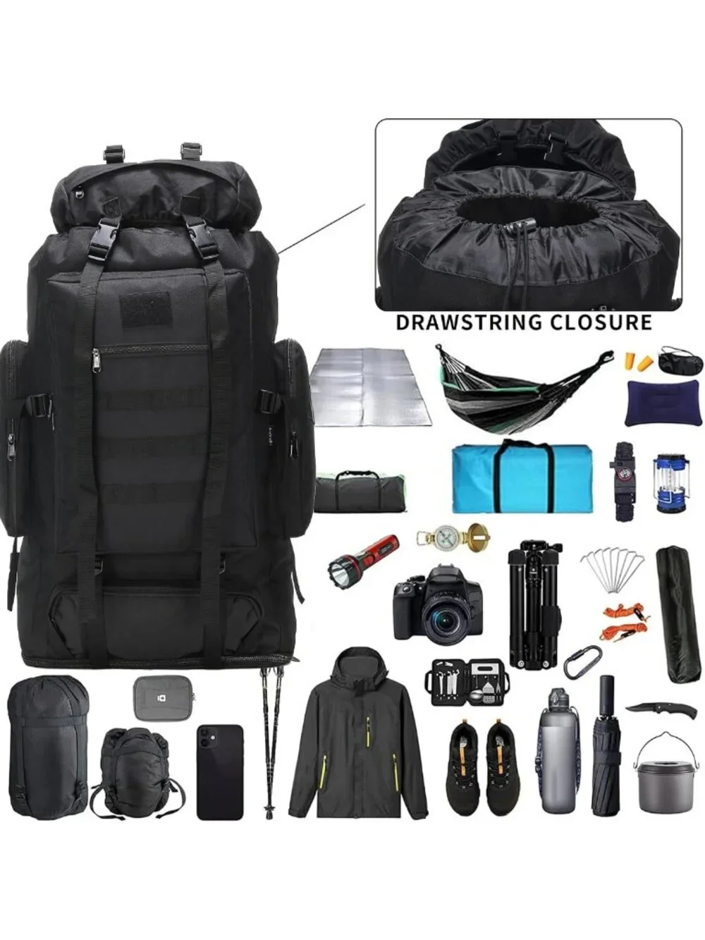 70L/100L Hiking Backpack for Men - Military Rucksack, Molle Assault Pack for
